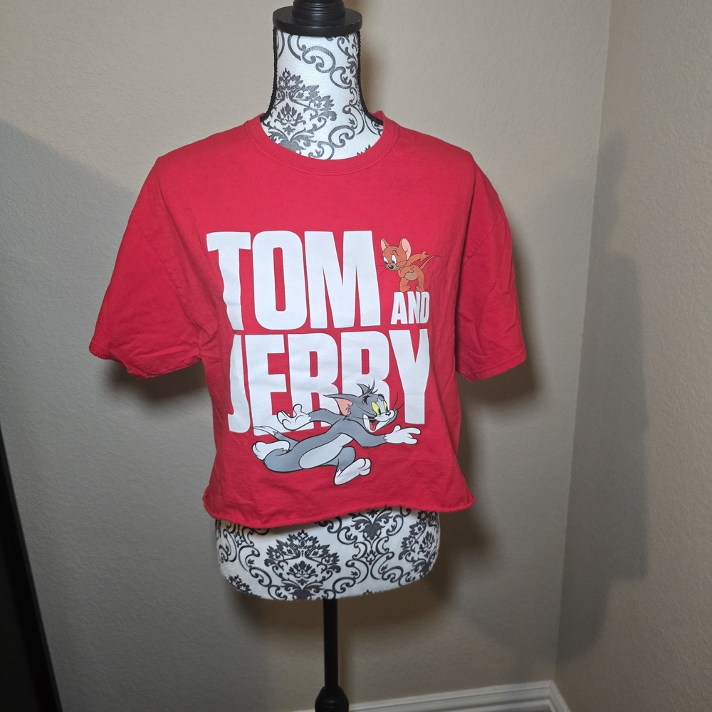 Source Unknown Red Tom and Jerry Crop Top